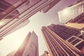 Looking up at Manhattan buildings, New York Royalty Free Stock Photo