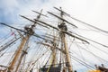 Looking up at the masts on Tall Ships Royalty Free Stock Photo