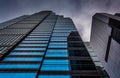 Looking up at modern buildings under a cloudy sky in Philadelphia, Pennsylvania. Royalty Free Stock Photo