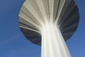 Looking up at modern mushroom shaped water tower Svampen