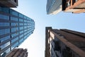 Looking up at Modern and Old Skyscrapers in Kips Bay of New York City