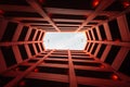 Looking up in a modern parking structure, in downtown Los Angeles, California Royalty Free Stock Photo