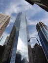 Looking up at manhattan new york city modern and old buildings skyline day Royalty Free Stock Photo