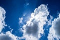 Looking up at Nice blue sky with sun beam with cloudy Royalty Free Stock Photo