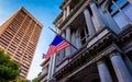 Looking up at Old City Hall in Boston, Massachusetts. Royalty Free Stock Photo