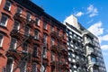 Colorful Buildings on the Lower East Side in New York City with Fire Escapes Royalty Free Stock Photo