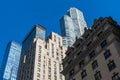 Looking up at Old and Modern Buildings and Skyscrapers in Midtown Manhattan Royalty Free Stock Photo