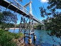 Looking up at Paisley Bay Bridge crossing the bay on Sydney Harbour Australia Royalty Free Stock Photo