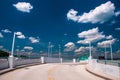 Looking up a parking garage ramp, under a blue summer sky in Tow Royalty Free Stock Photo