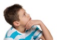 Looking up pensive boy Royalty Free Stock Photo