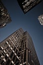 Looking up at skyscrapers