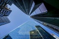 Looking up at skyscrapers in the City of London, UK Royalty Free Stock Photo