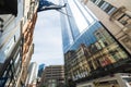 Looking up at skyscrapers in Downtown Boston