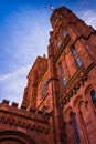 Looking up at the Smithsonian Castle, in Washington, DC. Royalty Free Stock Photo