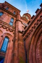 Looking up at the Smithsonian Castle, in Washington, DC. Royalty Free Stock Photo