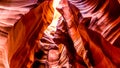 Looking up at the smooth curved Red Navajo Sandstone walls of the Upper Antelope Canyon Royalty Free Stock Photo