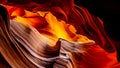 Looking up at the smooth curved Red Navajo Sandstone walls of the Upper Antelope Canyon