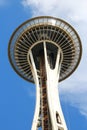 Looking up at the Space Needle in Seattle, Washington, USA