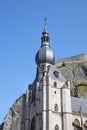 Looking up to Church and citadel of Dinant, Belgium Royalty Free Stock Photo