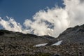 Looking Up To A Cloudy Mount Rainier From Spray Park Royalty Free Stock Photo