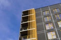 Looking up to the new modern apartments building in Lasnamae district. Tallinn, Estonia, Europe. March 2024 Royalty Free Stock Photo