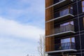 Looking up to the new modern apartments building in Lasnamae district. Tallinn, Estonia, Europe. March 2024 Royalty Free Stock Photo