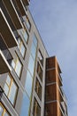 Looking up to the new modern apartments building in Lasnamae district. Tallinn, Estonia, Europe. March 2024 Royalty Free Stock Photo