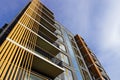 Looking up to the new modern apartments building in Lasnamae district. Tallinn, Estonia, Europe. March 2024 Royalty Free Stock Photo