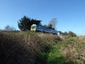 Looking up to passing train