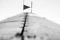 Looking up to a pipe from a steamship