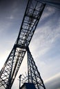 Looking up at a transporter bridge