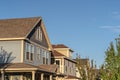 Looking up at upper floors of residential homes