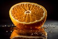 A Burst of Freshness: Sliced Orange with Droplets of Juice Food Photography