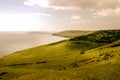 Looking West along the Jurassic Coast and its dramatic landscape on a late summer afternoon near Seacombe Cliff, Swanage, UK