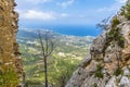 Looking west along the northern coast from the ruins of Saint Hilarion Castle, Northern Cyprus Royalty Free Stock Photo