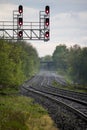 The View West On The CNR Tracks At Georgetown, Ontario, Canada Royalty Free Stock Photo