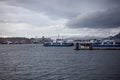 Looking West from North Vancouver at the SeaBus terminal at Lonsdale Quay