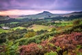 Looking West at sunset to Roseberry Topping, Yorkshire