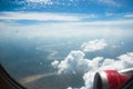 Looking through window aircraft during flight with a good view Royalty Free Stock Photo