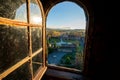 Looking through the window from the tower in the castle Czocha Royalty Free Stock Photo