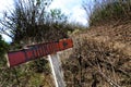 LOOKOUT guideboard on brushwood Royalty Free Stock Photo