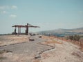 Lookout with panoramic view of the landscape of the country area of Jordan Valley in northern Israel Royalty Free Stock Photo