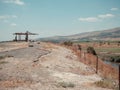 Lookout with panoramic view of the landscape of the country area of Jordan Valley in northern Israel Royalty Free Stock Photo