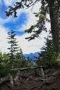 Lookout Point Ascending Mount Seymour, British Columbia Climbing to First Peak Summit with a Mountain Valley and Blue Sky Horizon Royalty Free Stock Photo