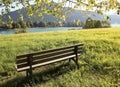 Lookout point with bench, tegernsee, germany Royalty Free Stock Photo