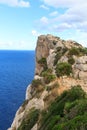 Lookout point Mirador Es Colomer at Cap de Formentor cliff coast and Mediterranean Sea, Majorca