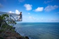 Lookout at Port Douglas Four Mile Beach, Caucasian Woman admire the view. Royalty Free Stock Photo