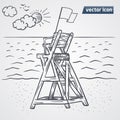 Lookout tower on beach vector
