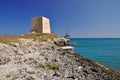 Lookout tower of the coast of Gargano. Royalty Free Stock Photo