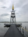 Lookout tower at the Sneeker lake Royalty Free Stock Photo